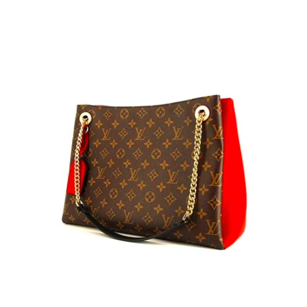 Surene Handbag Monogram Canvas with Red Leather